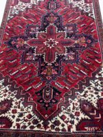 Authentic Hand-Knotted Tribal Heriz Oriental Carpet – Geometric Persian Wool Rug – Item 215 - Image 3