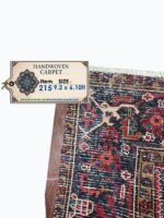 Authentic Hand-Knotted Tribal Heriz Oriental Carpet – Geometric Persian Wool Rug – Item 215 - Image 7