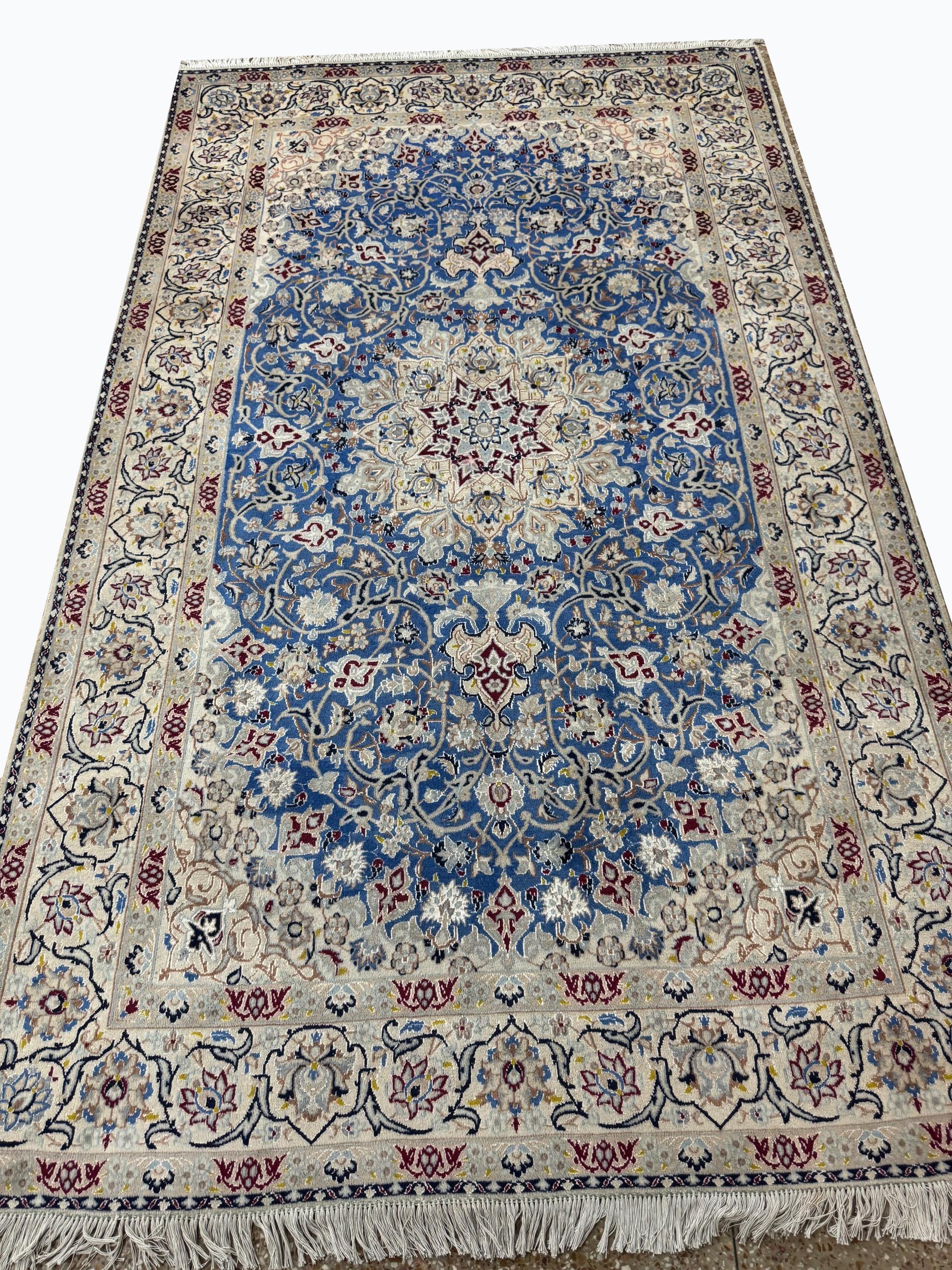 WhatsApp Image 2026-07-23 at 7.19.54 PM Royal Handwoven Persian Nain Wool & Silk Carpet – Turquoise Medallion Rug | Item No. 241 - Image 1
