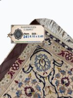 Royal Handwoven Persian Nain Wool & Silk Carpet – Turquoise Medallion Rug | Item No. 241 - Image 8