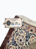 Royal Nain Wool & Silk Masterpiece Carpet – Handwoven Persian Medallion Rug | Item No. 250 - Image 7