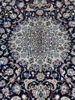 Royal Signed Nain Wool & Silk Masterpiece Carpet – Handwoven Persian Medallion Rug | Item No. 252 - Image 4