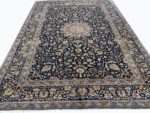 Exquisite Handwoven Persian Kashan Oriental Rug – Large Navy Medallion Wool Carpet | Item No. 254