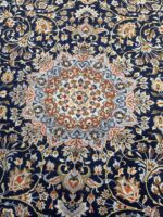 Exquisite Handwoven Persian Kashan Oriental Rug – Large Navy Medallion Wool Carpet | Item No. 254 - Image 7