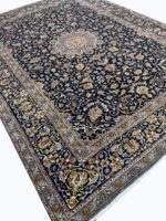 Exquisite Handwoven Persian Kashan Oriental Rug – Large Navy Medallion Wool Carpet | Item No. 254 - Image 4