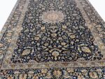 Exquisite Handwoven Persian Kashan Oriental Rug – Large Navy Medallion Wool Carpet | Item No. 254 - Image 2