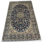 Fine Hand-Knotted Persian Nain Rug (Wool & Silk Highlights) – Item #274
