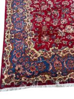 Authentic Hand-Knotted Persian Isfahan Fine Oriental Rug – Crimson Floral Medallion Masterpiece (Item 305) - Image 4