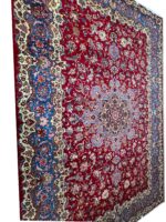 Authentic Hand-Knotted Persian Isfahan Fine Oriental Rug – Crimson Floral Medallion Masterpiece (Item 305) - Image 2